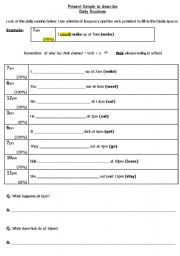 English worksheet: Adverbs of  Frequency to decribe Daily Routines