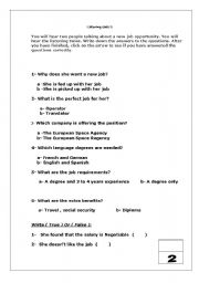 English Worksheet: listening quiz
