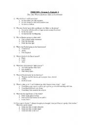 Friends season 1 episodes 1 and 2 viewing worksheet