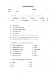 English worksheet: Jobs and past simple