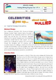 Celebrities open up about being bullied  - reading for Intermediate students