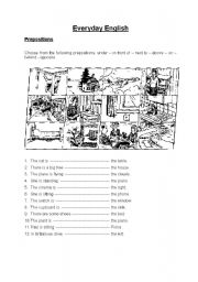 English Worksheet: Prepositions: Exercise