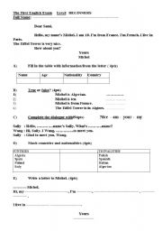 English Worksheet: beginner test