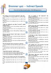 reported speech questions exercises multiple choice