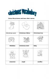 English worksheet: christmas vocabulary
