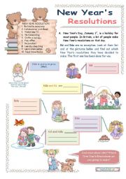 English Worksheet: New Years Resolutions - Be going to Future - Part I