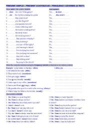 English Worksheet: Present Simple - Continuous & Frequency Adverbs