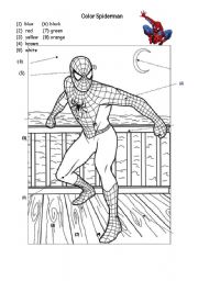 English Worksheet: colors -  Spiderman