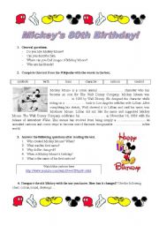 English Worksheet: Mickeys 80th Birthday