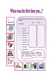 English Worksheet: When was the first time you....?