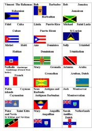 English worksheet: Caribbean flags and nationalities