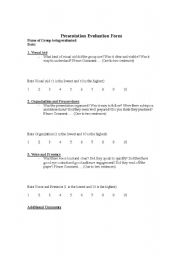 English Worksheet: Presentation Evaluation