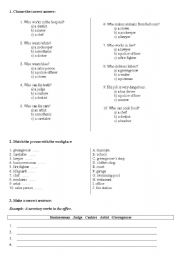 English worksheet: Jobs test