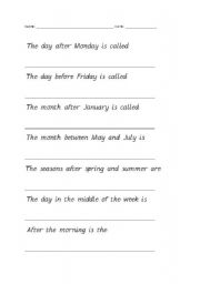 English Worksheet: days, seasons, months