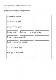 English worksheet: English Winter Songs exercises