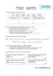 English worksheets: The arts