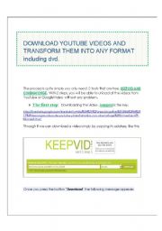 English Worksheet: TUTORIAL!!!! Part 1 How to convert youtube videos into any format including dvd . 