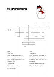 English Worksheet: Winter crossword