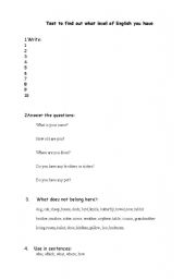 English worksheet: Test to find out what level of English you have