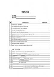 English Worksheet: WORK WORKSHEET