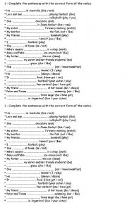 English Worksheet: simple present tense 