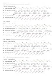 English worksheet: short quiz on classroom objects, numbers and colours