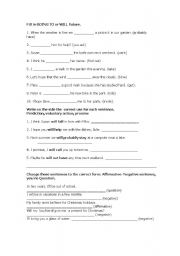 English Worksheet: future with will and going to 