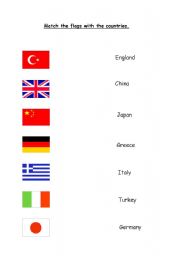 English worksheet: countries and flags 