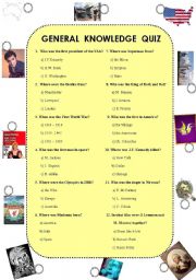 general knowledge quiz waswere esl worksheet by renca