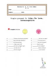 English worksheet: Interrogative simple present regular verbs