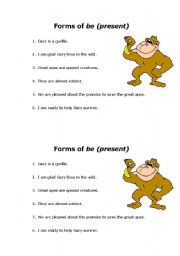 English Worksheet: Forms of Be (present tense)