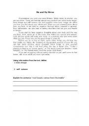 English Worksheet: Written Test - Me and my mirror