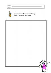 English worksheet: draw a family