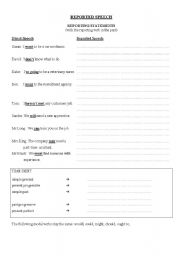 English worksheet: Reported Speech - reporting statements