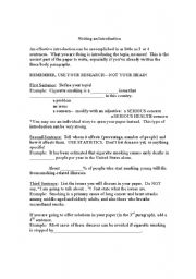 English Worksheet: Writing an Introduction