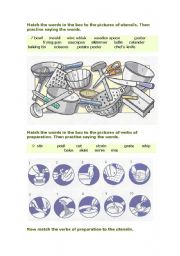 Kitchen utensils and verbs