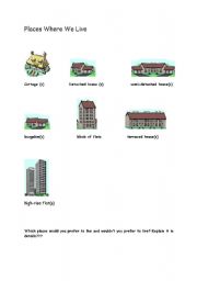 English Worksheet: places where we live