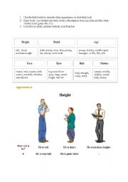 English Worksheet: describing people