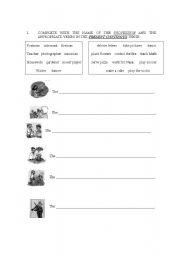 English Worksheet: Jobs and Present Continuous