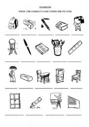 Classroom Objects - ESL worksheet by erezirena