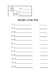 English Worksheet: months oh the year