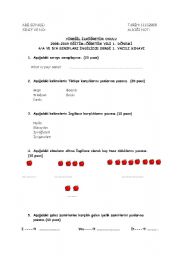 English worksheet: class 4 /first exam