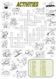 English Worksheet: Activities Crossword (2 of 2)