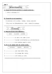 English worksheet: dictionary  