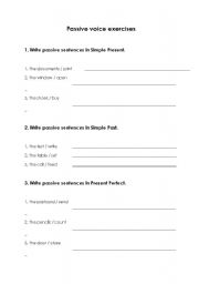 English worksheet: Passive Voice exercises