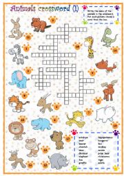 animals crossword puzzle - ESL worksheet by bburcu