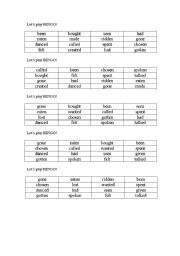 English worksheet: Simple past bingo