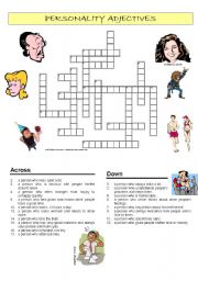 Personality adjectives crossword