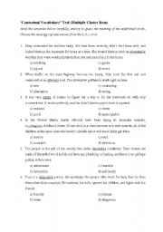 English Worksheet: Contextual Vocabulary Test