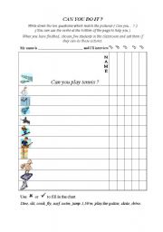 English worksheet: Survey : Can you do it ?